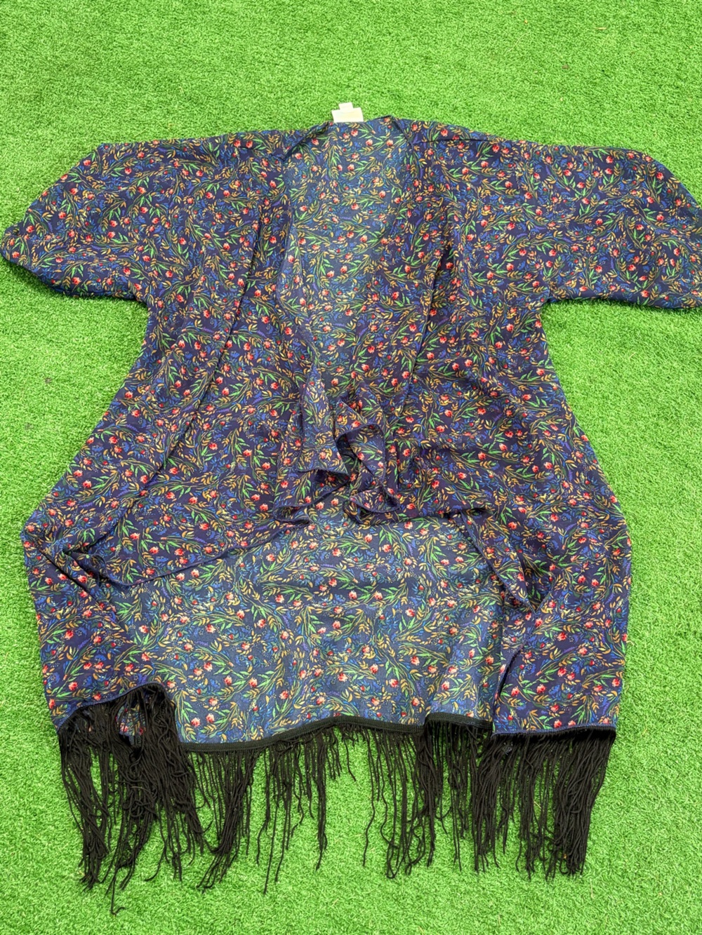 LuLaRoe Navy Floral Fringe Kimono
